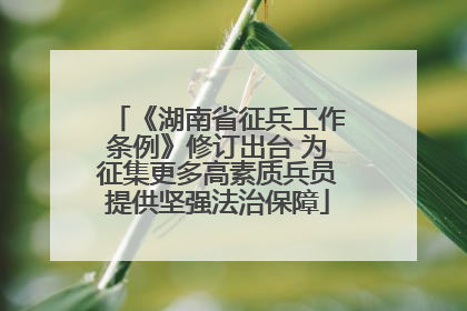 《湖南省征兵工作条例》修订出台 为征集更多高素质兵员提供坚强法治保障