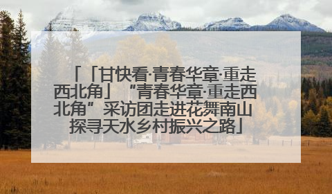 「甘快看·青春华章·重走西北角」“青春华章·重走西北角”采访团走进花舞南山 探寻天水乡村振兴之路