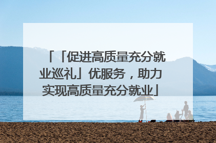 「促进高质量充分就业巡礼」优服务，助力实现高质量充分就业