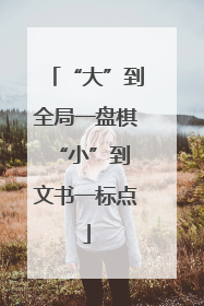 “大”到全局一盘棋 “小”到文书一标点