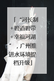 “河长制+碧道碧带+幸福河湖”，广州推进水环境提档升级