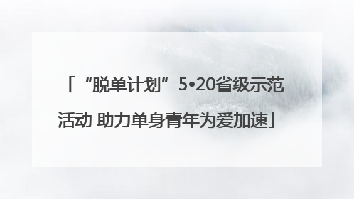 “脱单计划”5•20省级示范活动 助力单身青年为爱加速
