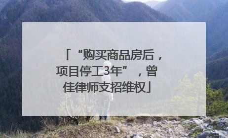 “购买商品房后，项目停工3年”，曾佳律师支招维权