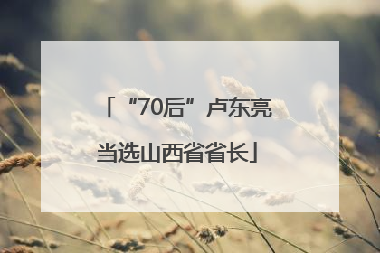 “70后”卢东亮当选山西省省长