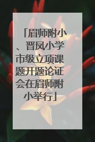 眉师附小、晋凤小学市级立项课题开题论证会在眉师附小举行