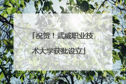 祝贺！武威职业技术大学获批设立