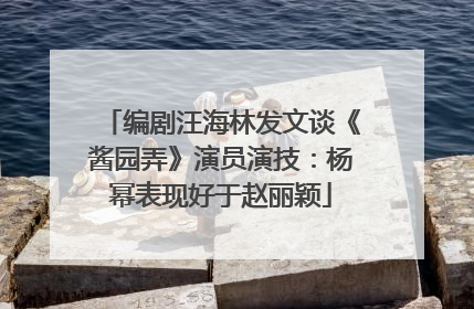 编剧汪海林发文谈《酱园弄》演员演技：杨幂表现好于赵丽颖