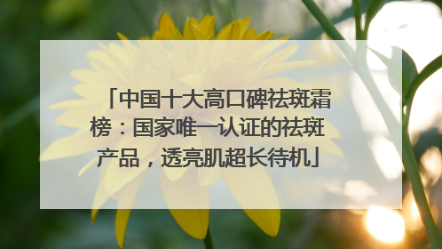 中国十大高口碑祛斑霜榜：国家唯一认证的祛斑产品，透亮肌超长待机