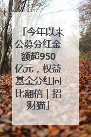 今年以来公募分红金额超950亿元，权益基金分红同比翻倍｜招财猫