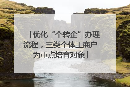 优化“个转企”办理流程，三类个体工商户为重点培育对象