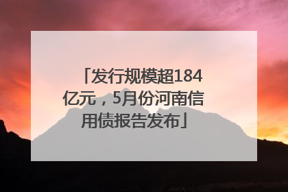 发行规模超184亿元，5月份河南信用债报告发布