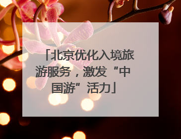 北京优化入境旅游服务，激发“中国游”活力