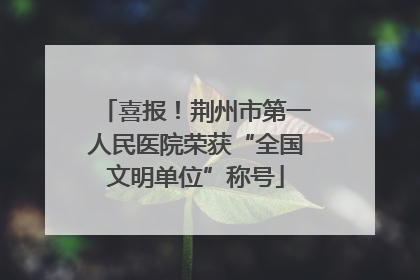 喜报！荆州市第一人民医院荣获“全国文明单位”称号