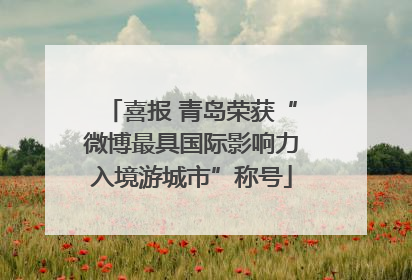 喜报 青岛荣获“微博最具国际影响力入境游城市”称号