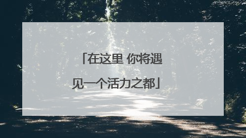 在这里 你将遇见一个活力之都
