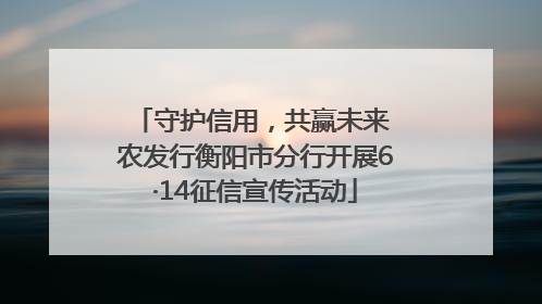 守护信用，共赢未来 农发行衡阳市分行开展6·14征信宣传活动