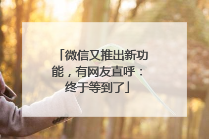 微信又推出新功能，有网友直呼：终于等到了