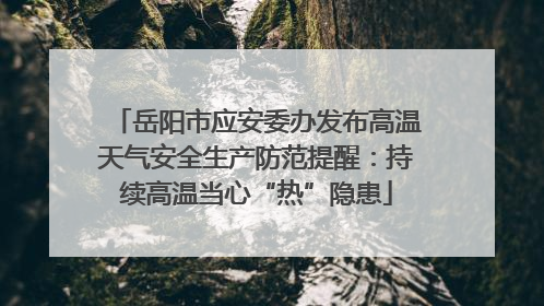 岳阳市应安委办发布高温天气安全生产防范提醒：持续高温当心“热”隐患