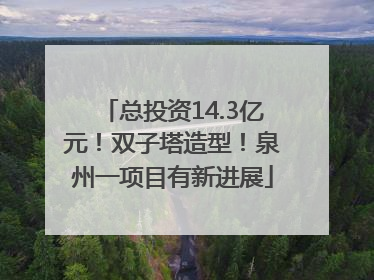 总投资14.3亿元！双子塔造型！泉州一项目有新进展