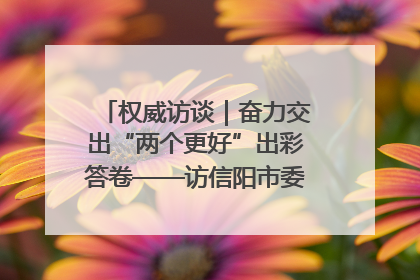 权威访谈｜奋力交出“两个更好”出彩答卷——访信阳市委书记蔡松涛