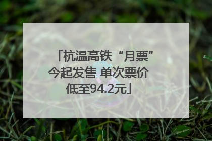 杭温高铁“月票”今起发售 单次票价低至94.2元