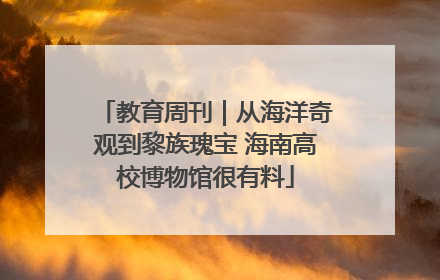 教育周刊｜从海洋奇观到黎族瑰宝 海南高校博物馆很有料