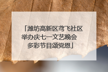 潍坊高新区鸢飞社区举办庆七一文艺晚会 多彩节目颂党恩