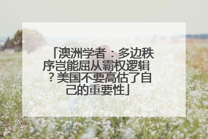 澳洲学者：多边秩序岂能屈从霸权逻辑？美国不要高估了自己的重要性