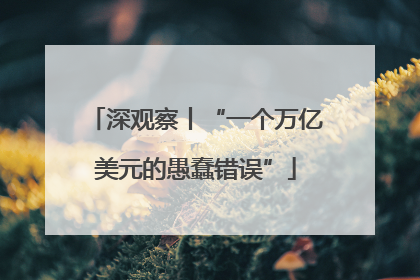 深观察丨“一个万亿美元的愚蠢错误”