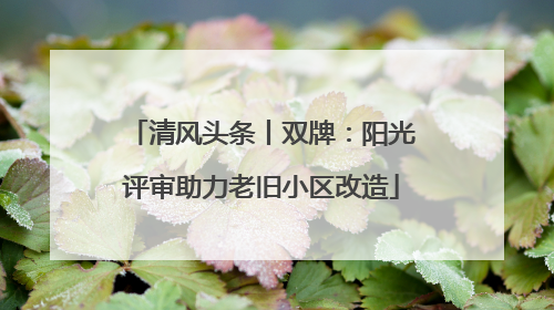 清风头条丨双牌：阳光评审助力老旧小区改造
