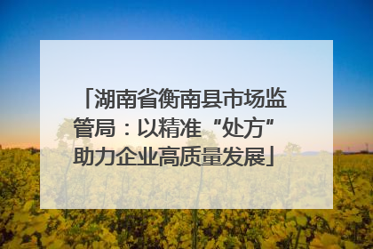 湖南省衡南县市场监管局：以精准“处方”助力企业高质量发展