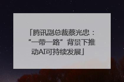 腾讯副总裁蔡光忠：“一带一路”背景下推动AI可持续发展