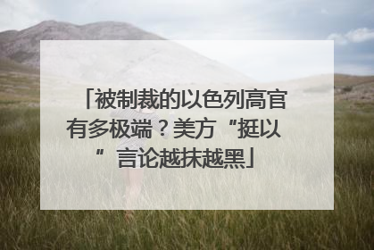 被制裁的以色列高官有多极端？美方“挺以”言论越抹越黑