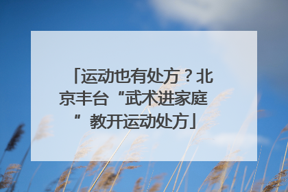 运动也有处方？北京丰台“武术进家庭”教开运动处方