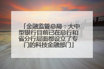 金融监管总局：大中型银行目前已在总行和省分行层面都设立了专门的科技金融部门