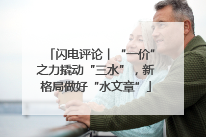闪电评论丨“一价”之力撬动“三水”，新格局做好“水文章”