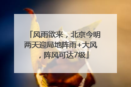 风雨欲来，北京今明两天迎局地阵雨+大风，阵风可达7级