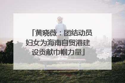 黄晓薇：团结动员妇女为海南自贸港建设贡献巾帼力量