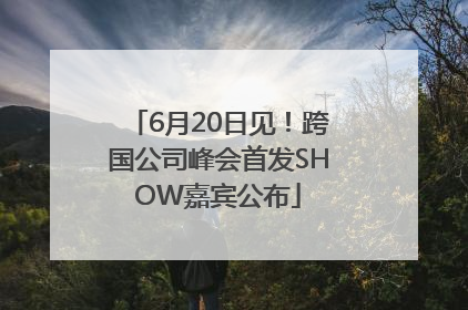 6月20日见！跨国公司峰会首发SHOW嘉宾公布